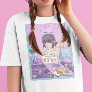 Kawaii Shirt-Anime T Shirt-Kawaii Cloth-Japanese Shirt-KAWAII- Kawaii Clothes-Y2K Shirt-Vintage Anime Shirt-90s Anime Shirt-Cute CAT-LOVE