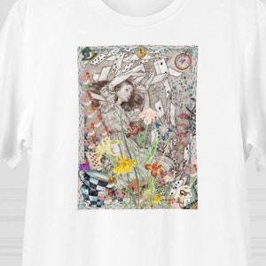 Alice Wonderland Shirt-Literary Shirt-Play Cards-Mad Cat Hatter Tee-Wildflower-CAT-ALICE WONDERLAND-Women&#39;s Shirt-Birthday-Best Friend Gift