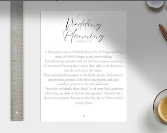 Digital and Printable Wedding Check List - Etsy