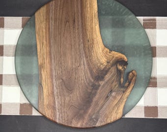 Forest Green Epoxy Black Walnut Decorative Plate