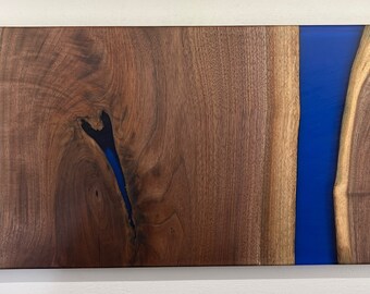 Matte Blue Epoxy Black Walnut Charcuterie Board