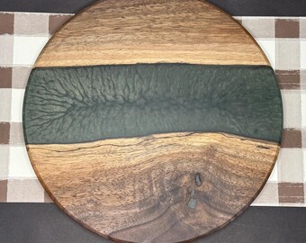 Dark Green Epoxy Black Walnut Decorative Plate
