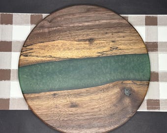 Green Epoxy Black Walnut Decorative Plate