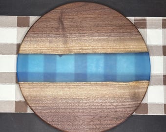 Blue Epoxy Black Walnut Decorative Plate