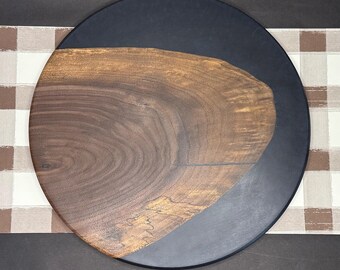 Dark Blue Epoxy Black Walnut Decorative Plate
