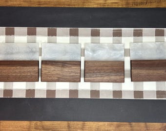 White Epoxy Black Walnut Coaster Set