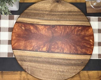 Copper Epoxy Black Walnut Lazy Susan