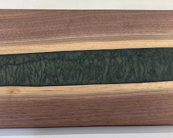Dark Green Epoxy Black Walnut Charcuterie Board