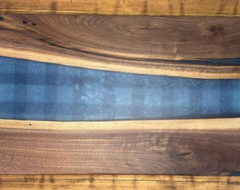 Blue Epoxy Black Walnut Charcuterie Board