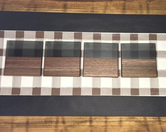 Matte Black Epoxy Black Walnut Coaster Set