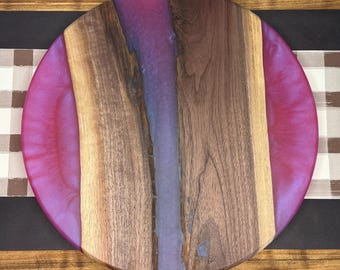 Pink Epoxy Black Walnut Lazy Susan