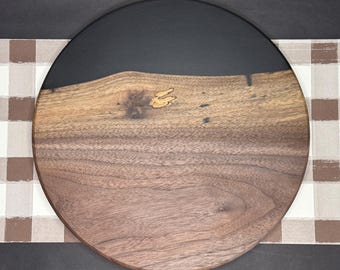 Matte Black Epoxy Black Walnut Decorative Plate