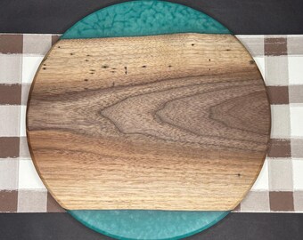 Teal Epoxy Black Walnut Decorative Plate