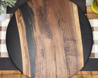 Black Epoxy Black Walnut Lazy Susan