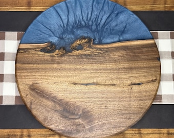 Blue Epoxy Black Walnut Lazy Susan