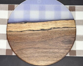 Ghost Blue Epoxy Black Walnut Decorative Plate