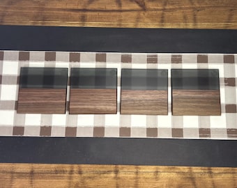 Matte Black Epoxy Black Walnut Coaster Set