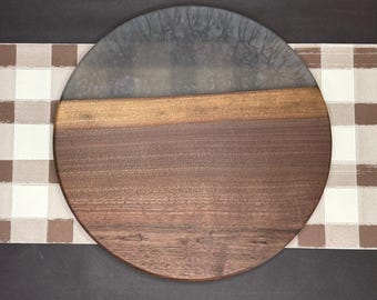 Steel Gray Epoxy Black Walnut Decorative Plate