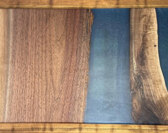 Steel Blue Epoxy Black Walnut Charcuterie Board