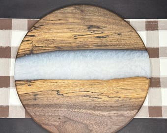 White Epoxy Black Walnut Decorative Plate