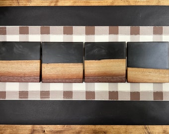 Black Epoxy Black Walnut Coaster Set