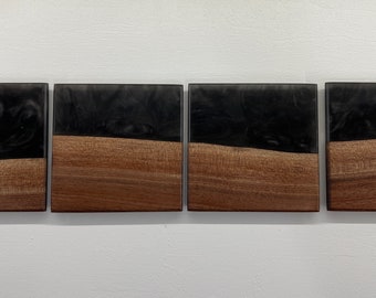 Black Epoxy Black Walnut Coaster Set