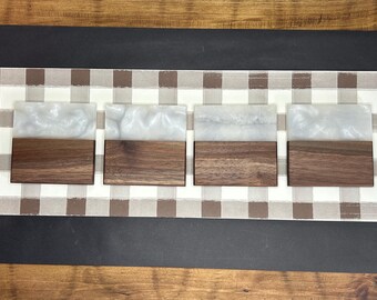 White Epoxy Black Walnut Coaster Set