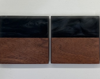 Black Epoxy Black Walnut Coaster Set