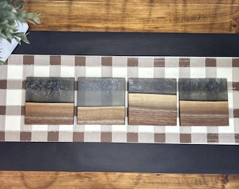 Steel Gray Epoxy Black Walnut Coaster Set