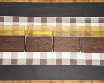 Gold Epoxy Black Walnut Coaster Set