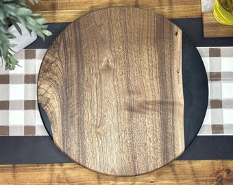 Black Epoxy Black Walnut Lazy Susan