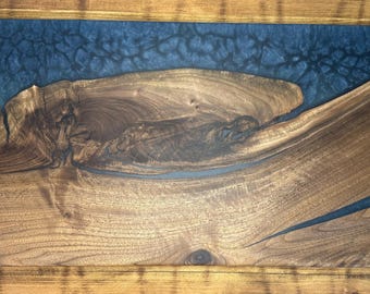 Steel Blue Epoxy Black Walnut Charcuterie Board