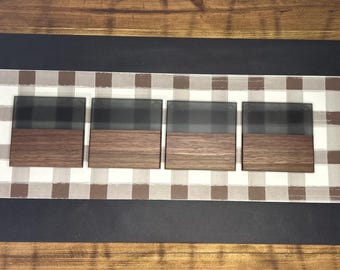 Matte Black Epoxy Black Walnut Coaster Set