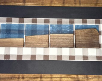 Blue Epoxy Black Walnut Coaster Set