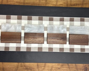 White Epoxy Black Walnut Coaster Set