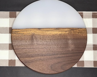 Matte White Epoxy Black Walnut Decorative Plate