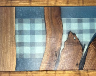 Transparent Blue Epoxy Black Walnut Charcuterie Board