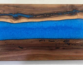 Blue Epoxy Black Walnut Charcuterie Board