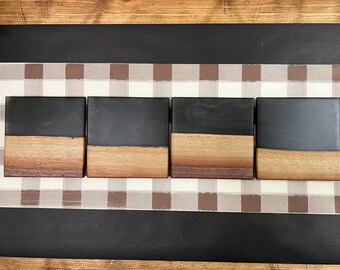 Black Epoxy Black Walnut Coaster Set