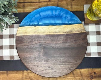 Blue Epoxy Black Walnut Lazy Susan