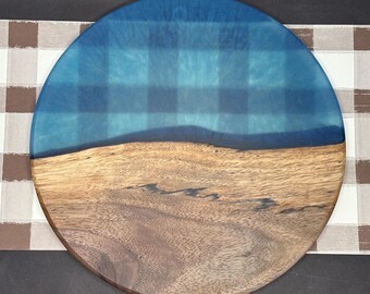 Blue Epoxy Black Walnut Decorative Plate
