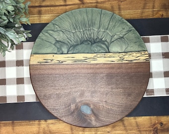 Forest Green Epoxy Black Walnut Lazy Susan