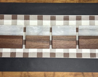 White Epoxy Black Walnut Coaster Set