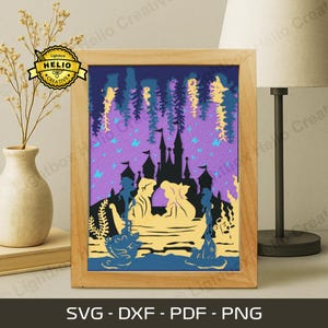 Little Mermaid Lightbox SVG, DIY Ariel and Prince Eric Shadow Box Template (Digital Download)