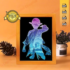 One Piece Lightbox SVG: Schiff mit Luffy Shadow Box Template (Digitaler Download)