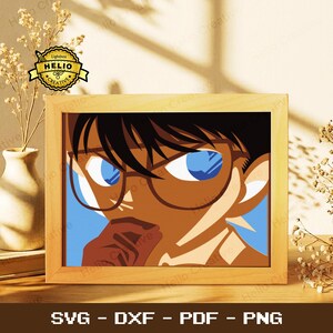 Anime-Detektiv-Schattenbox-Vorlage (SVG), Mystery-Boy-Leuchtkasten-Vorlage für Cricut und Silhouette