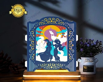 Aladdin Shadow Box SVG: 3D Arabian Nights Paper Cut Pop-up Lightbox Template for Cricut