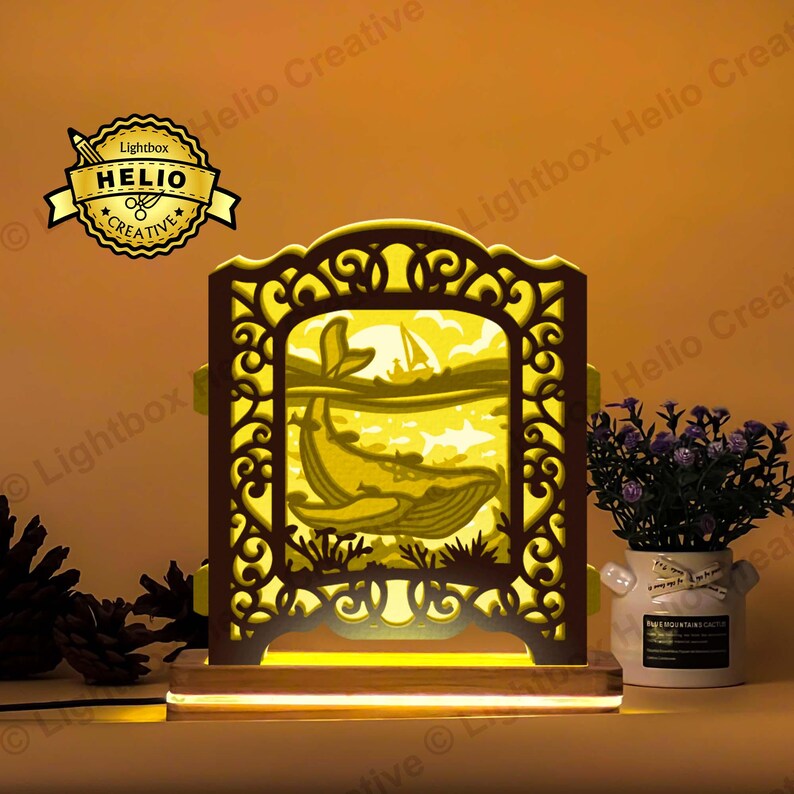 Whale 3D Pop-up Lightbox SVG: 3D DIY Ocean Shadow Box (digital Download ...