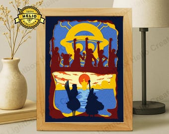 One Piece Lightbox SVG: Strohhut Piraten Schatten Box Vorlage, Vivi Princess, Alabasta Arc