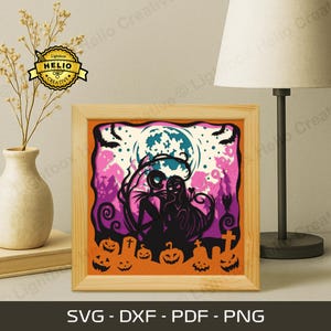 Jack Skellington and Sally Lightbox SVG: Halloween Shadow Box Template (Digital Download)
